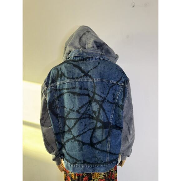 Vintage FURST OF A KIND Handmade Levis Denim Hoodie Jacket Graffiti Custom XL - Picture 5 of 13